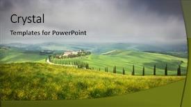  Presentation with summer trees - Theme featuring beautiful summer landscape with cypress background and a light gray colored foreground