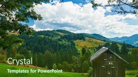  Presentation with destination - PPT theme featuring beautiful-summer-landscape-with-rural background and a tawny brown colored foreground