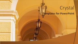  Presentation with lamps - Slide set with beautiful-sunny-arcades-with-lamps background and a gold colored foreground