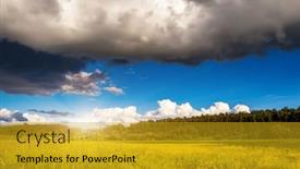  Presentation with sunny sky - Amazing PPT theme having beautiful sunny day in the field with blue sky overcast sky ukraine europe beauty world backdrop and a gold colored foreground
