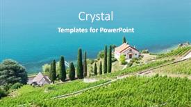  Presentation with vineyards - Presentation design with beautiful-sunny-landscape-with-vineyards background and a light blue colored foreground