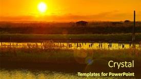  Presentation with canal - Slides featuring beautiful-sunrise-on-countryside-canal background and a tawny brown colored foreground