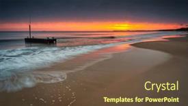  Presentation with poland - Presentation theme featuring beautiful-sunrise-on-the-baltic background and a tawny brown colored foreground