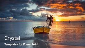  Presentation with scenery environment sunrise beam - PPT theme featuring beautiful-sunrise-on-the-beach background and a ocean colored foreground