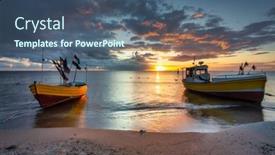  Presentation with sunrise - Slides with beautiful-sunrise-on-the-beach background and a ocean colored foreground