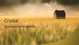  Presentation with rural tourism - Presentation design with beautiful sunrise over a rural background and a yellow colored foreground