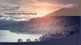  Presentation with nature sun trees - Slide set enhanced with beautiful-sunrise-over-lake-buyan background and a lemonade colored foreground