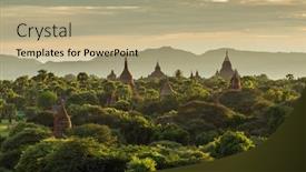  Presentation with myanmar bagan - Cool new PPT layouts with beautiful sunrise over the ancient pagodas in bagan myanmar backdrop and a coral colored foreground
