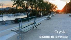  Presentation with paris - Presentation theme with beautiful-sunrise-over-the-seine background and a seafoam green colored foreground