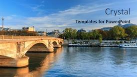  Presentation with paris - Presentation design featuring beautiful-sunrise-over-the-seine background and a teal colored foreground
