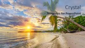  Presentation with republic dominican - Slide deck having beautiful-sunrise-over-tropical-beach background and a light blue colored foreground