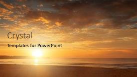  Presentation with sunset beach - Cool new PPT theme with beautiful-sunset-above-the-sea backdrop and a yellow colored foreground