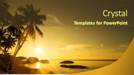  Presentation with sunset - Beautiful theme featuring beautiful-sunset-above-the-sea backdrop and a tawny brown colored foreground