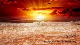  Presentation with sea - Audience pleasing slide deck consisting of beautiful sunset above the sea backdrop and a coral colored foreground