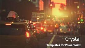  Presentation with new york - Colorful theme enhanced with beautiful sunset along a new backdrop and a tawny brown colored foreground