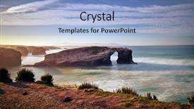  Presentation with spain - Slide deck with beautiful sunset and stone arches background and a light blue colored foreground