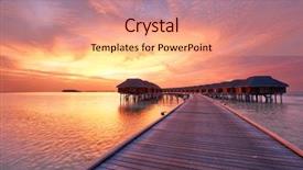  Presentation with hotel - PPT theme consisting of beautiful sunset at maldivian beach background and a coral colored foreground