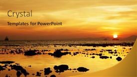  Presentation with sunset at venice beach palm - PPT theme featuring beautiful sunset at railay beach thailand background and a yellow colored foreground