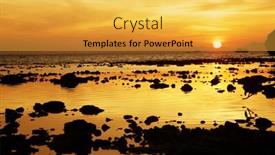  Presentation with sunset at venice beach palm - Colorful presentation theme enhanced with beautiful sunset at railay beach thailand backdrop and a yellow colored foreground