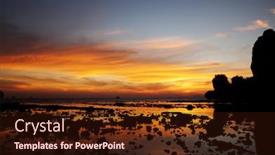  Presentation with sunset at venice beach palm - PPT theme featuring beautiful sunset at railay beach thailand background and a wine colored foreground