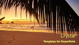  Presentation with palm beach - Presentation theme having beautiful-sunset-at-seychelles-beach background and a tawny brown colored foreground