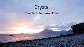  Presentation with sunset at venice beach palm - Presentation theme enhanced with beautiful sunset at stony beach background and a light blue colored foreground