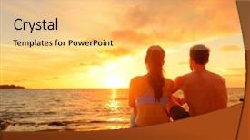  Presentation with romantic beach - Amazing PPT theme having hawaii - happy romantic couple enjoying beautiful backdrop and a yellow colored foreground