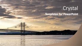  Presentation with crossing bridge - Colorful PPT theme enhanced with beautiful-sunset-at-the-forth backdrop and a gray colored foreground