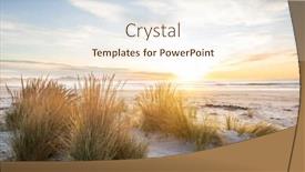  Presentation with sunset beach - Beautiful slide deck featuring beautiful-sunset-at-the-ocean backdrop and a cream colored foreground