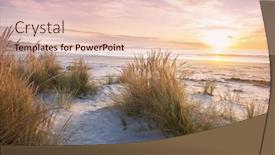  Presentation with sunset beach - Cool new PPT theme with beautiful-sunset-at-the-ocean backdrop and a lemonade colored foreground
