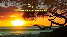  Presentation with sunset beach - Presentation featuring beautiful-sunset-at-the-ocean background and a tawny brown colored foreground