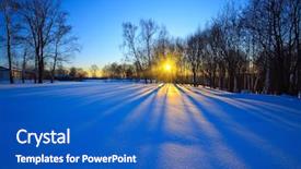  Presentation with forest winter - Slides featuring beautiful sunset in winter forest russia background and a cobalt blue colored foreground