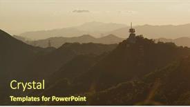  Presentation with mountain view - Beautiful PPT theme featuring beautiful-sunset-mountain-landscape-view backdrop and a tawny brown colored foreground