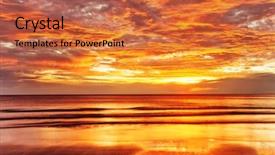  Presentation with tropical beach sunset - Slide set with beautiful sunset nature background background and a red colored foreground