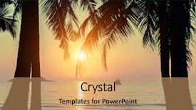  Presentation with palm leaves - Presentation featuring beautiful sunset on a tropical background and a coral colored foreground