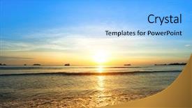  Presentation with coast - Slides with beautiful sunset on coast sea background and a light blue colored foreground