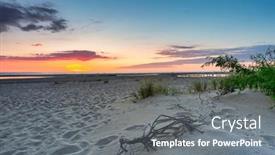  Presentation with island sunset - Theme featuring beautiful-sunset-on-the-beach background and a gray colored foreground