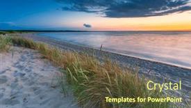  Presentation with island sunset - PPT theme enhanced with beautiful-sunset-on-the-beach background and a tawny brown colored foreground