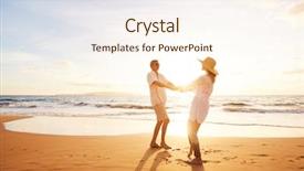  Presentation with happy retirement - PPT theme featuring beautiful sunset on the beach background and a cream colored foreground