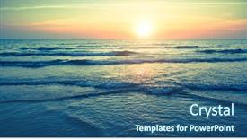  Presentation with ocean - Cool new slides with beautiful sunset on the ocean backdrop and a ocean colored foreground