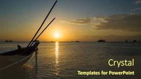  Presentation with water sun - Presentation design enhanced with beautiful-sunset-on-tropical-island background and a tawny brown colored foreground