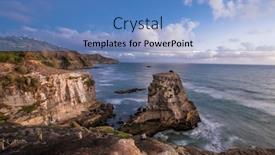  Presentation with sunset beach - Cool new presentation design with beautiful-sunset-ove-muriwai-beach backdrop and a teal colored foreground