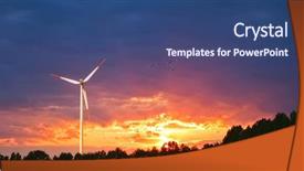  Presentation with offshore wind turbine - Audience pleasing presentation theme consisting of beautiful sunset over a wind backdrop and a ocean colored foreground