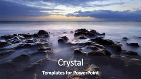  Presentation with atlantic - Presentation theme with beautiful sunset over atlantic ocean background and a tawny brown colored foreground