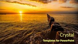  Presentation with wave - Colorful slides enhanced with beautiful-sunset-over-baltic-sea backdrop and a wine colored foreground