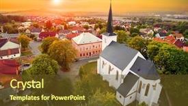  Presentation with paul - PPT theme with beautiful sunset over gothic church background and a tawny brown colored foreground