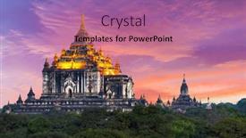  Presentation with myanmar bagan - Presentation design featuring beautiful-sunset-over-illuminated-old background and a coral colored foreground