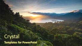  Presentation with nature sun trees - Colorful presentation enhanced with beautiful sunset over lake buyan bali indonesia island coastal scenery nature landscape amazing view on green bushes and trees forest jungle hill cloudy sky and sun shoreline from climb backdrop and a tawny brown colored foreground
