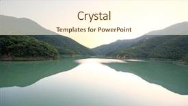  Presentation with beautiful midnight sun over - Presentation theme enhanced with beautiful sunset over mountain lake background and a cream colored foreground