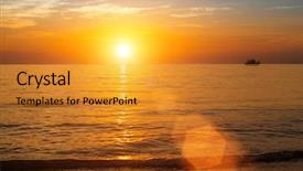  Presentation with sun power - Beautiful PPT theme featuring beautiful sunset over ocean backdrop and a gold colored foreground